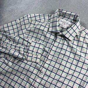 Mizzen+Main Leeward Collection Shirt Mens Medium Trim Fit Check Green Pink Navy